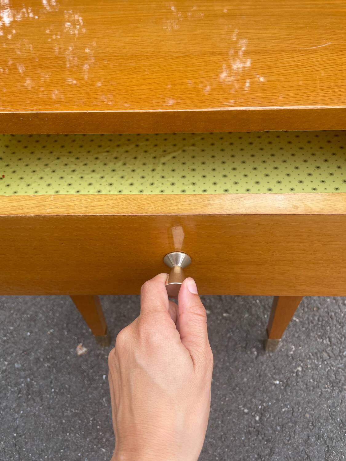 Bedside table with compass feet, 1960s