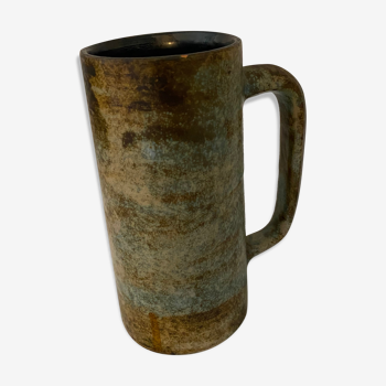 Vase with handle glazed sandstone blue and brown