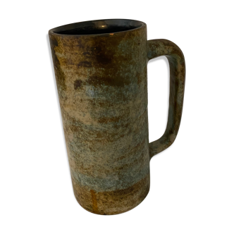 Vase with handle glazed sandstone blue and brown