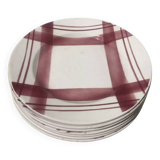 7 ironstone plates Moulin des loups tiles