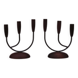 Pair of Scandinavian vintage three-light candlesticks