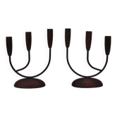 Paire de bougeoirs 3 feux scandinaves vintage