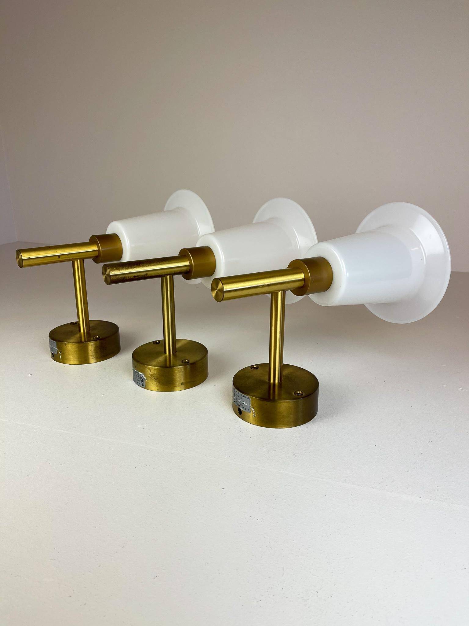 Mid-century brass and acrylic wall lamps Luxus, Sweden, 1960s