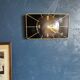 Vintage formica clock silent rectangular wall clock "Japy electric black yellow"