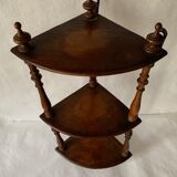 Small old corner shelf in turned wood, 19th century