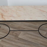 Coffee table in marble and black lacquered metal, 1950