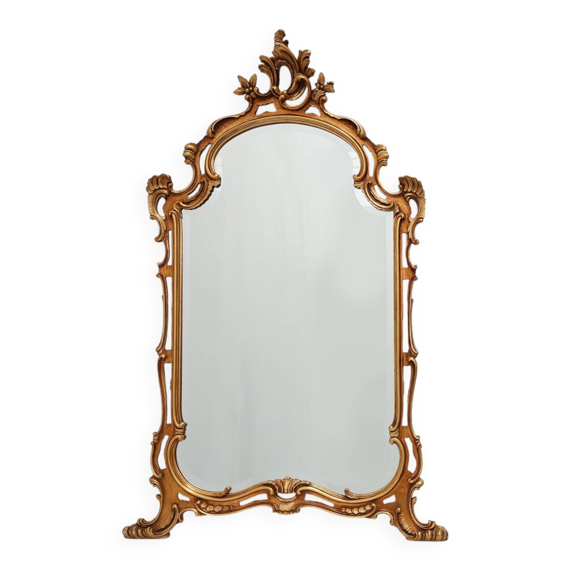 Large 20th century Baroque gilt wooden mirror in Louis XV style