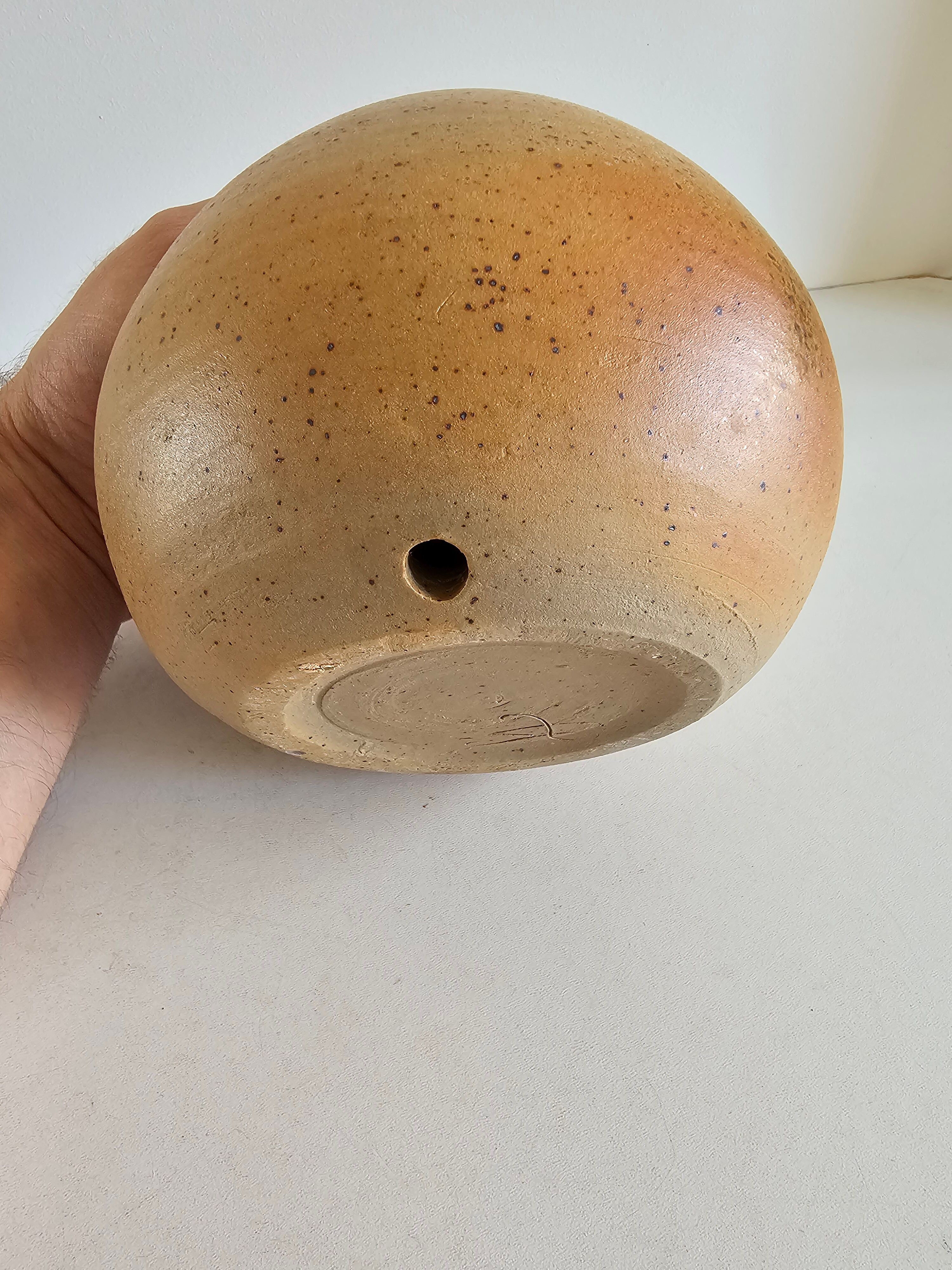 Ceramic lamp base with floral pattern, signed.