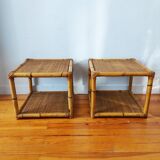 Pair of rattan end table bedside tables