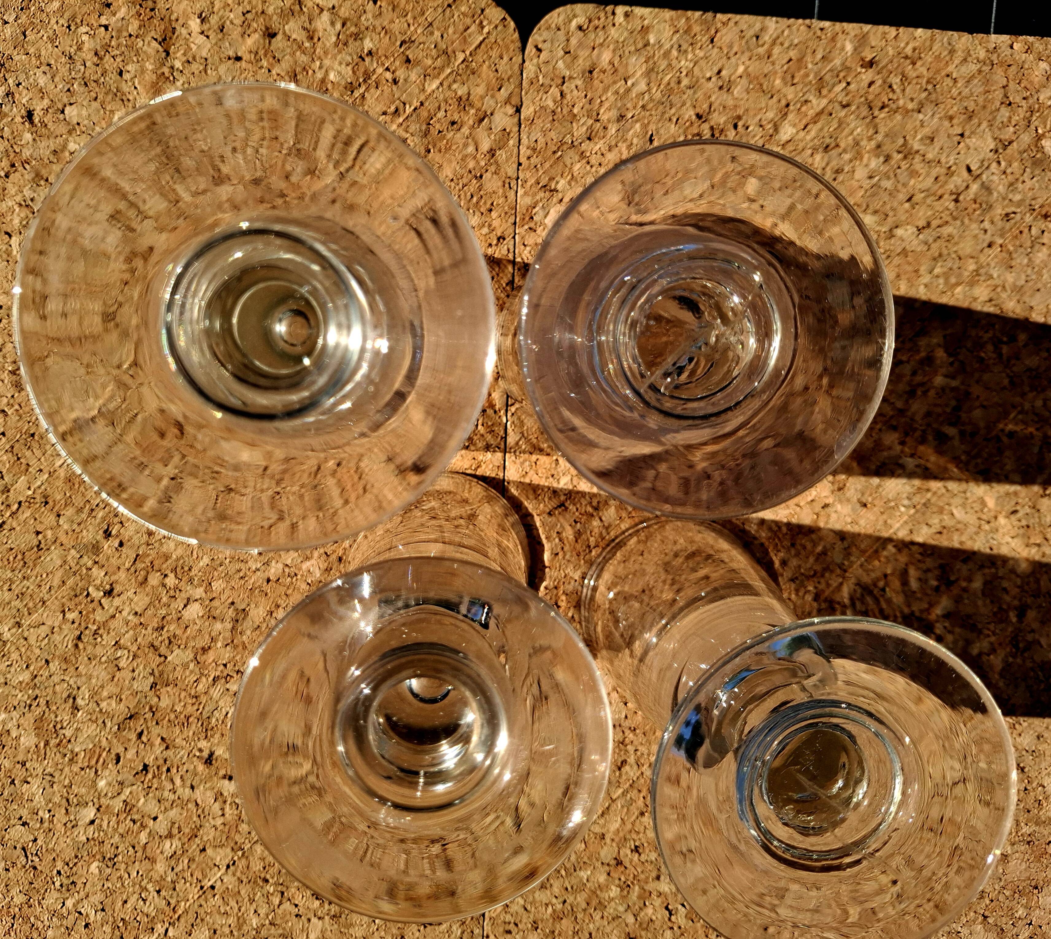 II. 4 19th century glasses (absinthe) of different heights