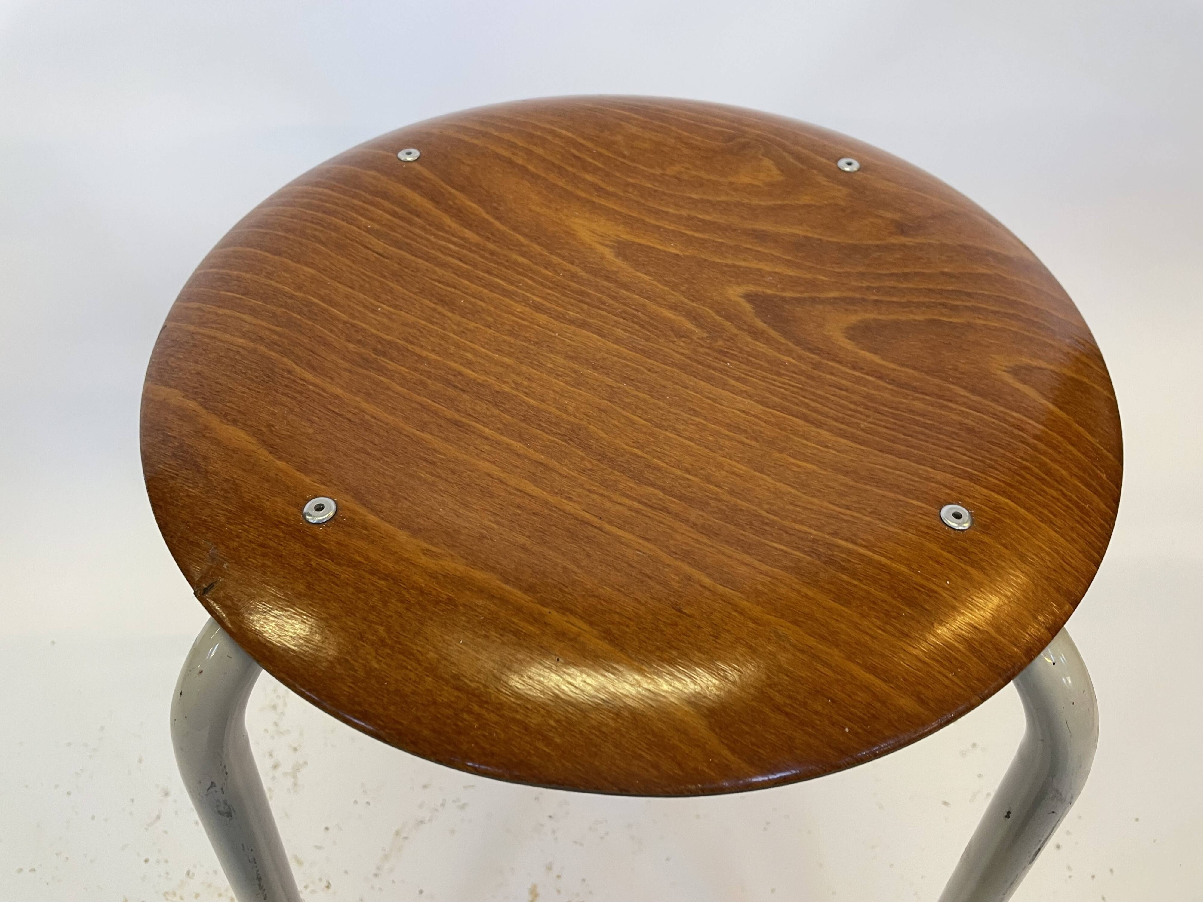 Vintage school stool, 1970s industrial design, Dutch minimalist