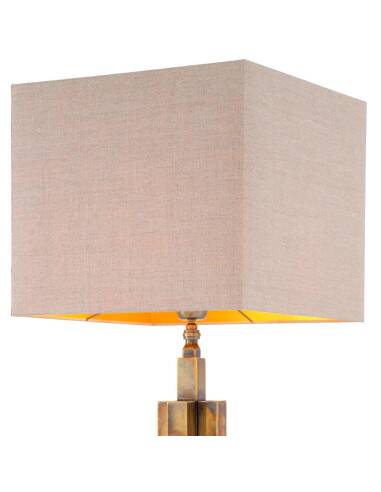 Pair of patinated brass table lamps, granite base, artistic design