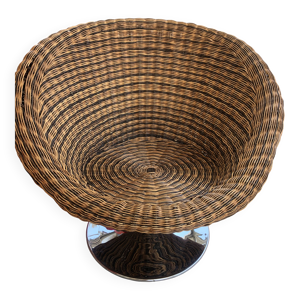 fauteuil boule demi sphère - osier rotin