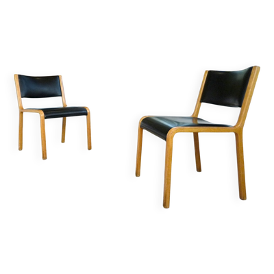 Ensemble de 2 chaises d'appoint en bois cintré par Wilhelm Ritz pour Wilkhahn, Allemagne, années 1960.