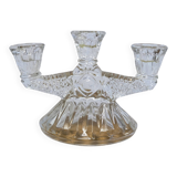 3-arm cut glass candle holder