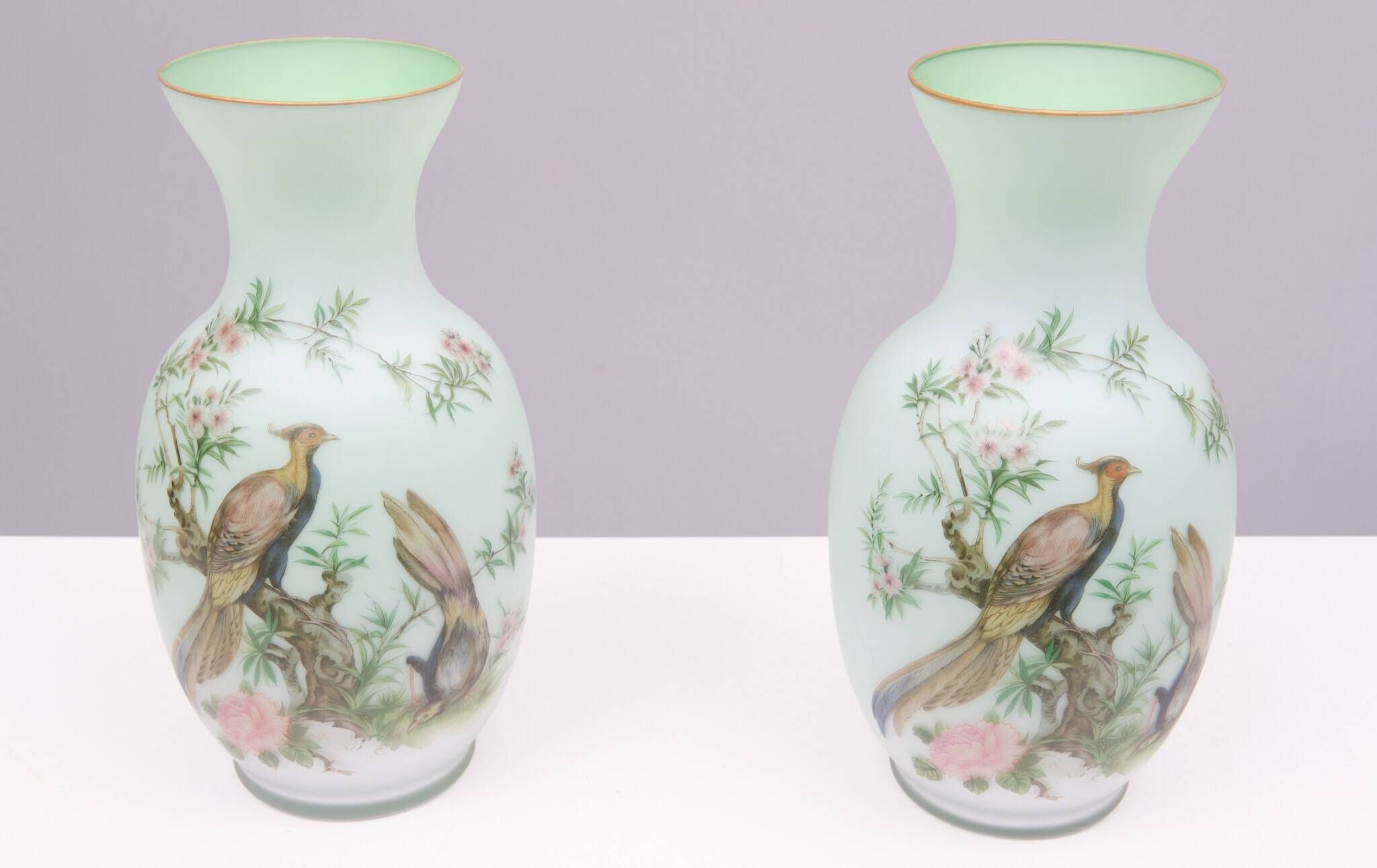 Norleans - Made in Italy - Opaline Glass Hand Painted Vases
