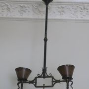 Brutalist wrought iron and copper chandelier, 1960s