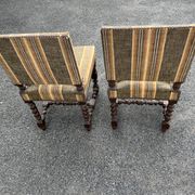 Pair of antique Louis XIII style chairs with twisted legs