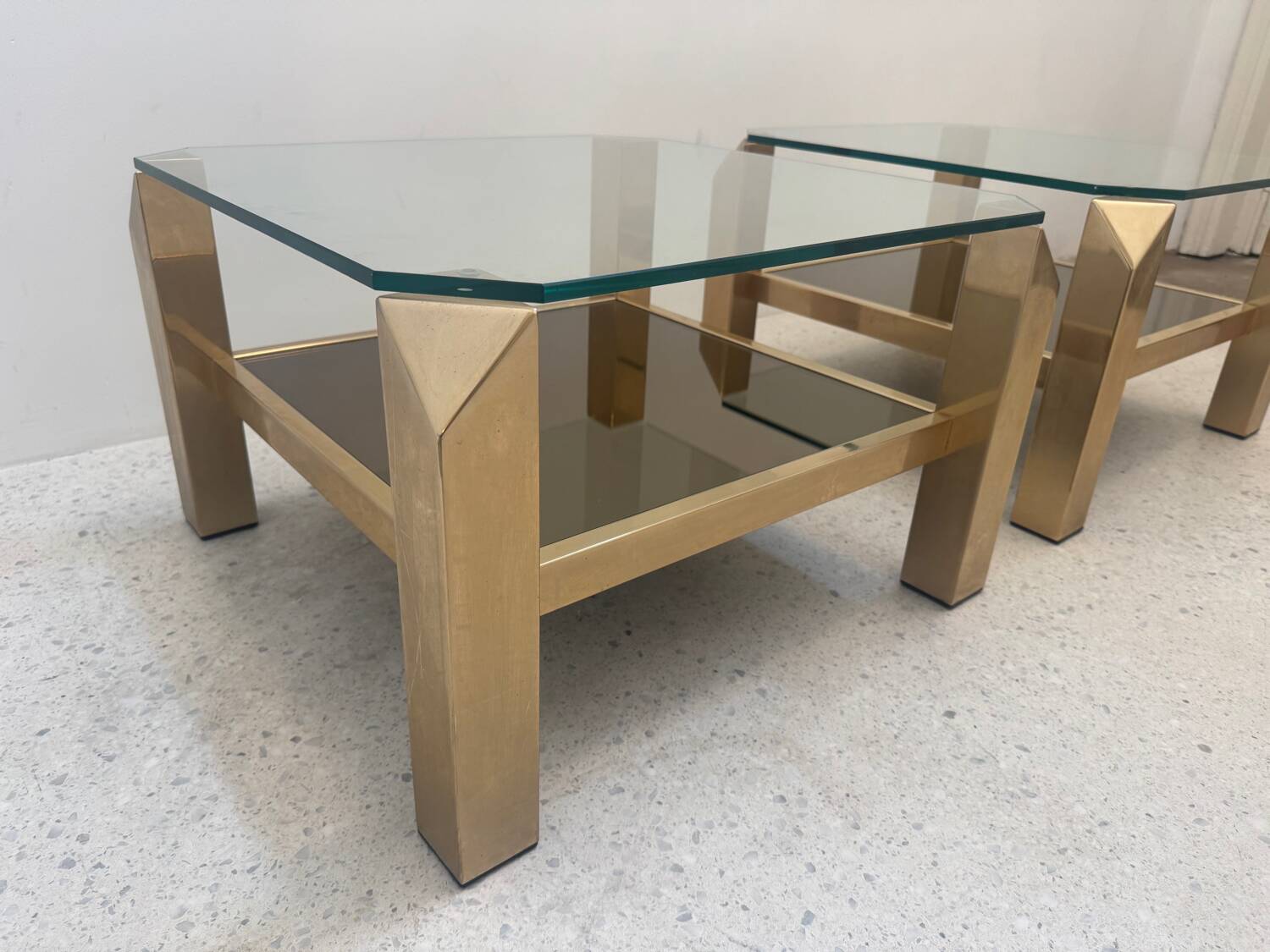 Pair of Belgo Chrom side tables, Belgium 1970s