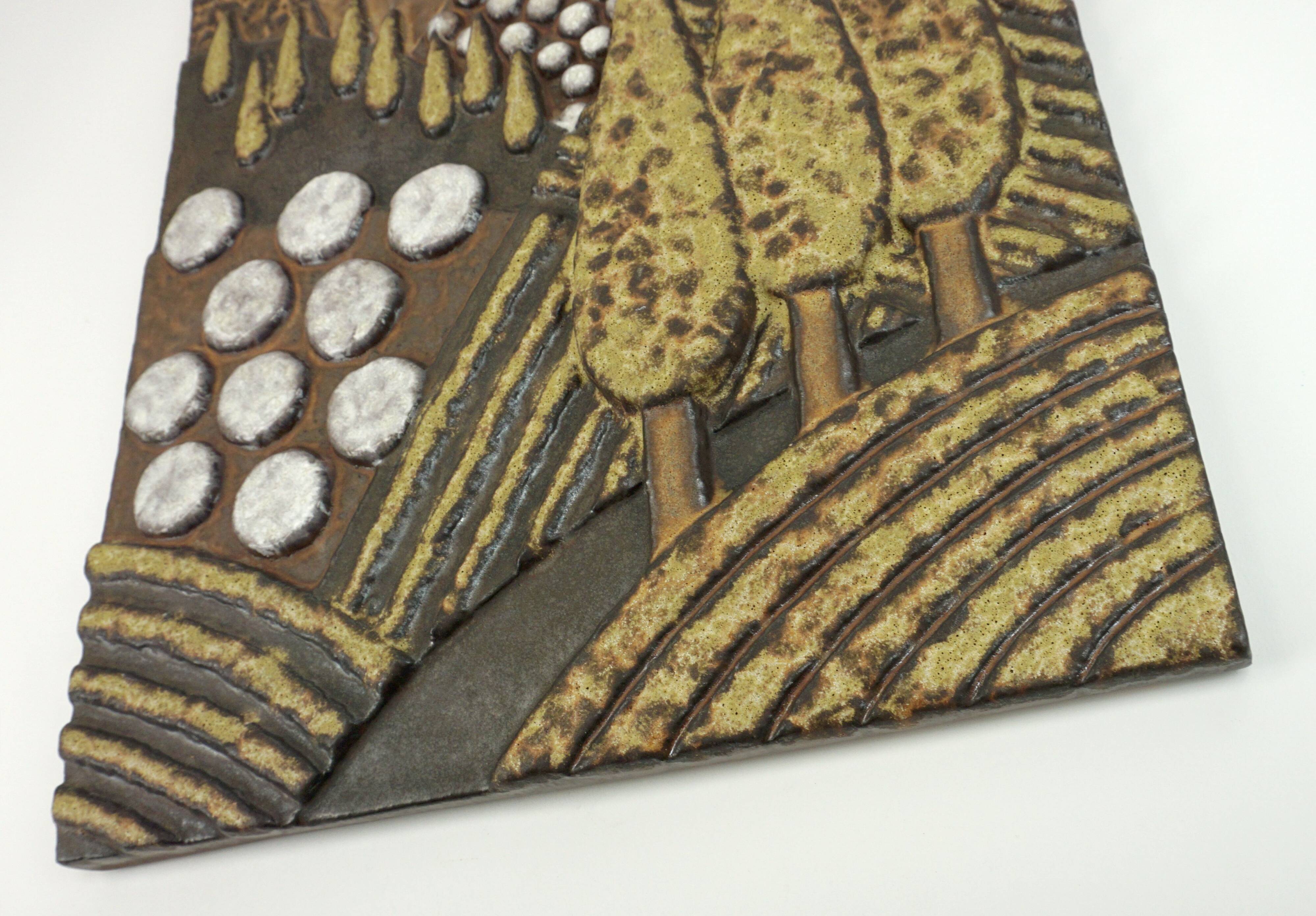 ceramic WALL PANEL landscape 70s  no. 7854 majolika karlsruhe liedke