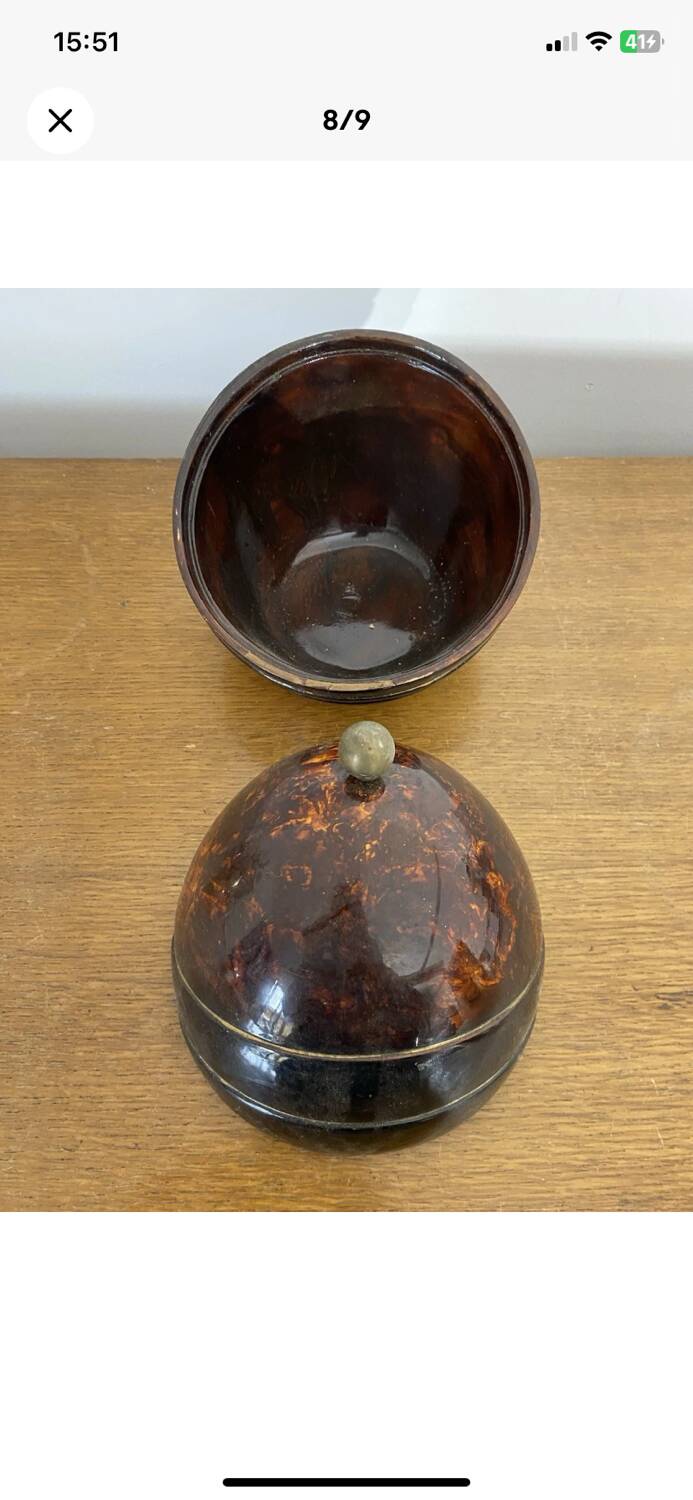 Antique Coconut Ice Bucket 50s Vintage