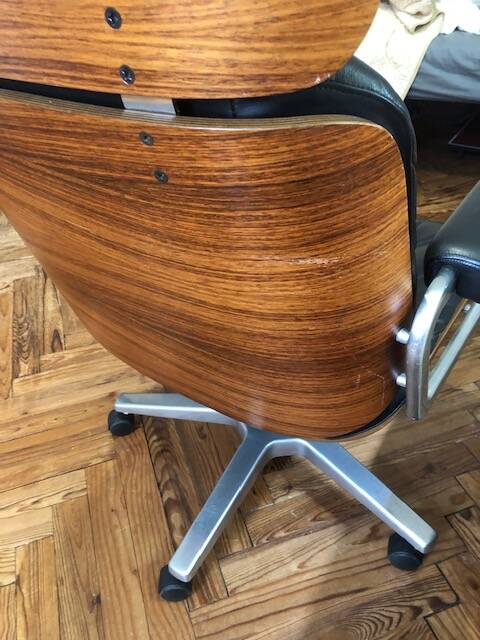 Office chair 1970 Stoll /Giroflex in black leather by Karl Ditter