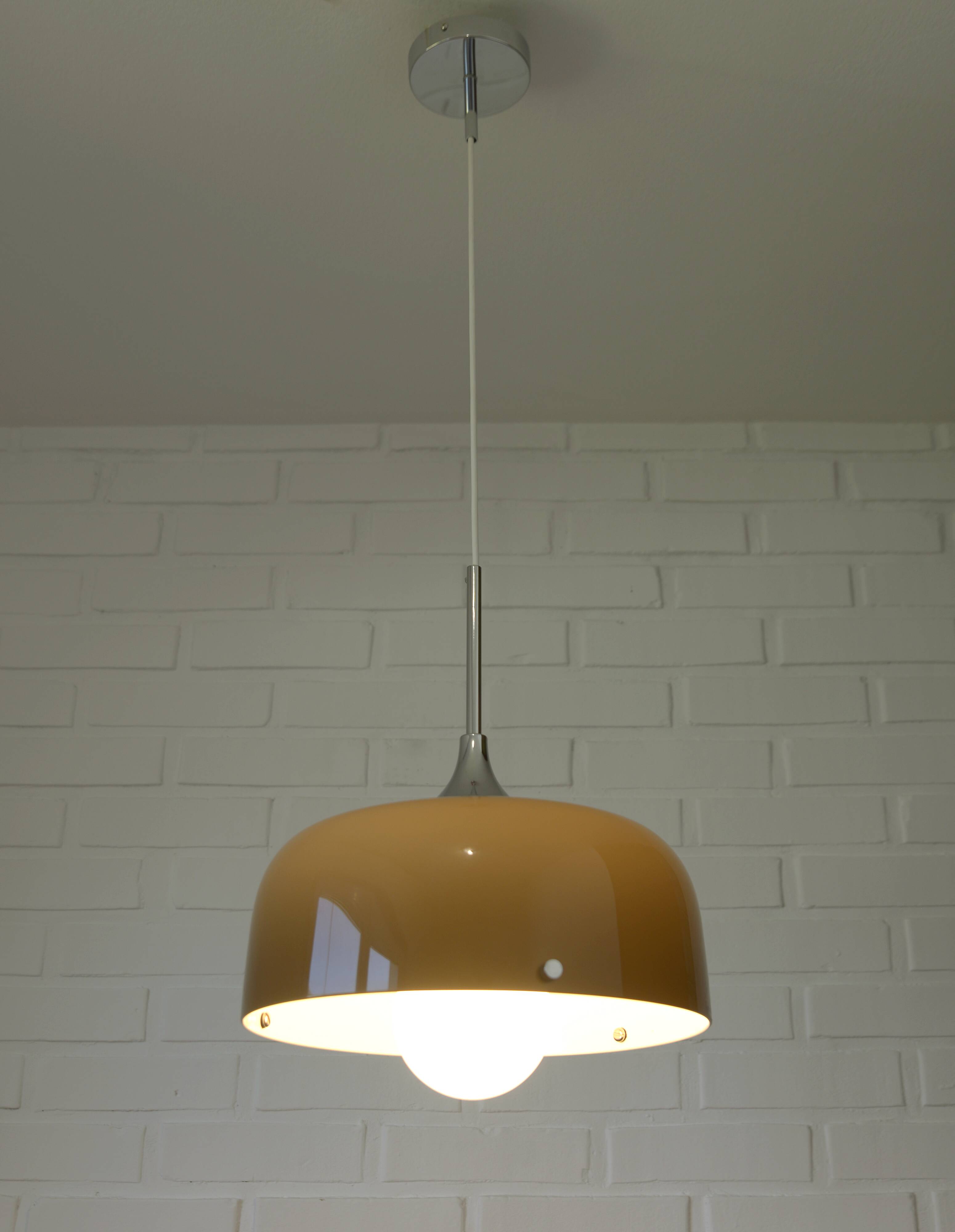 Redesign Vintage Guzzini Meblo Plastic Hanging Lamp Yugoslavia 1970's