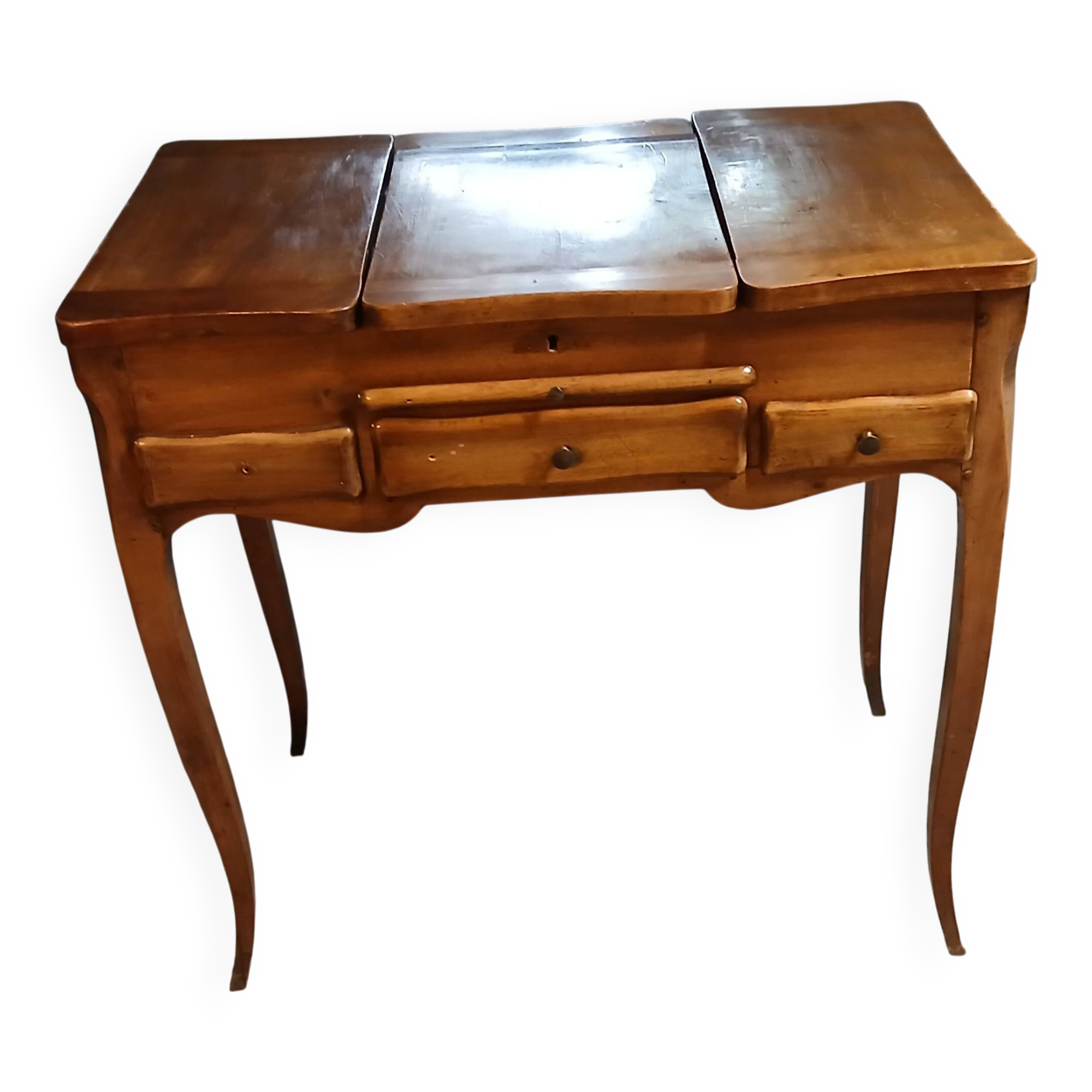Period dressing table and writing desk in fruitwood, Louis XV style.