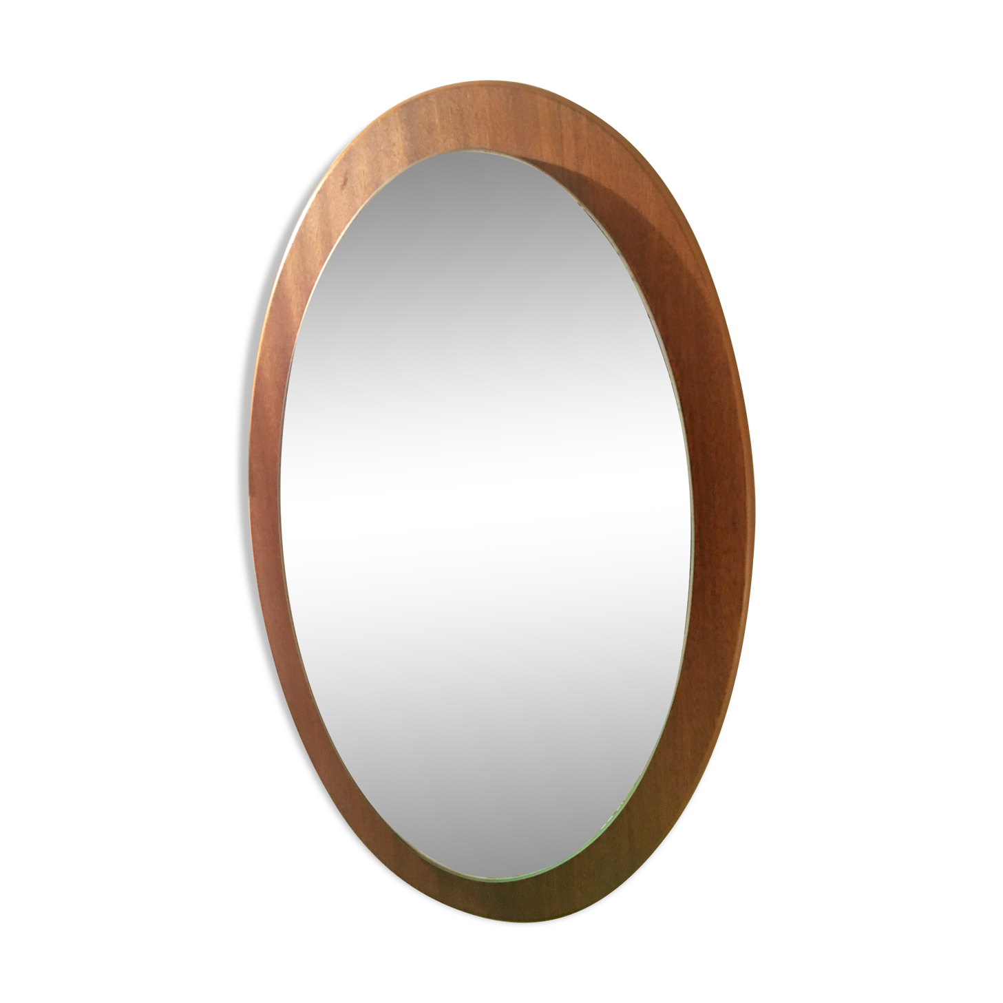 Mirror Scandinavian teak oval 36x57cm