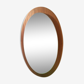 Mirror Scandinavian teak oval 36x57cm