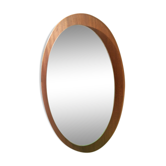 Mirror Scandinavian teak oval 36x57cm