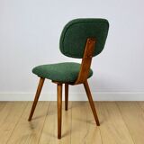 Vintage chair with green boucle backrest like Skoczek - set of 2 chairs