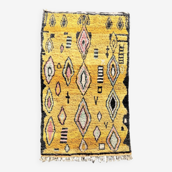Grand Tapis Berbere Marocain Boujad en laine, style boho chic, 160x275 cm