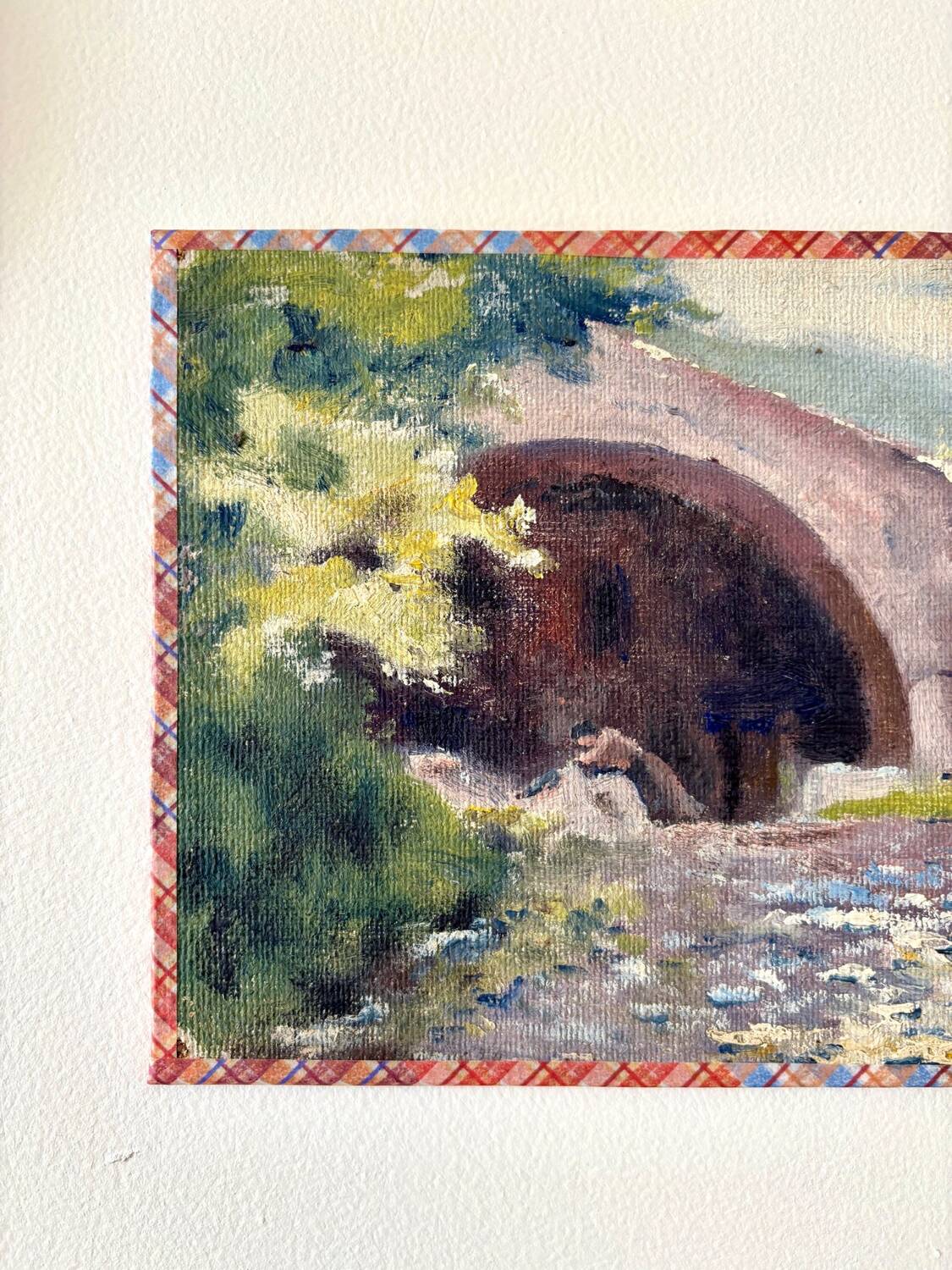 Peinture à l'huile sur toile "Maison et forêt" n°12