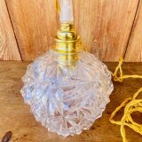 Globe pendant light in chiseled glass