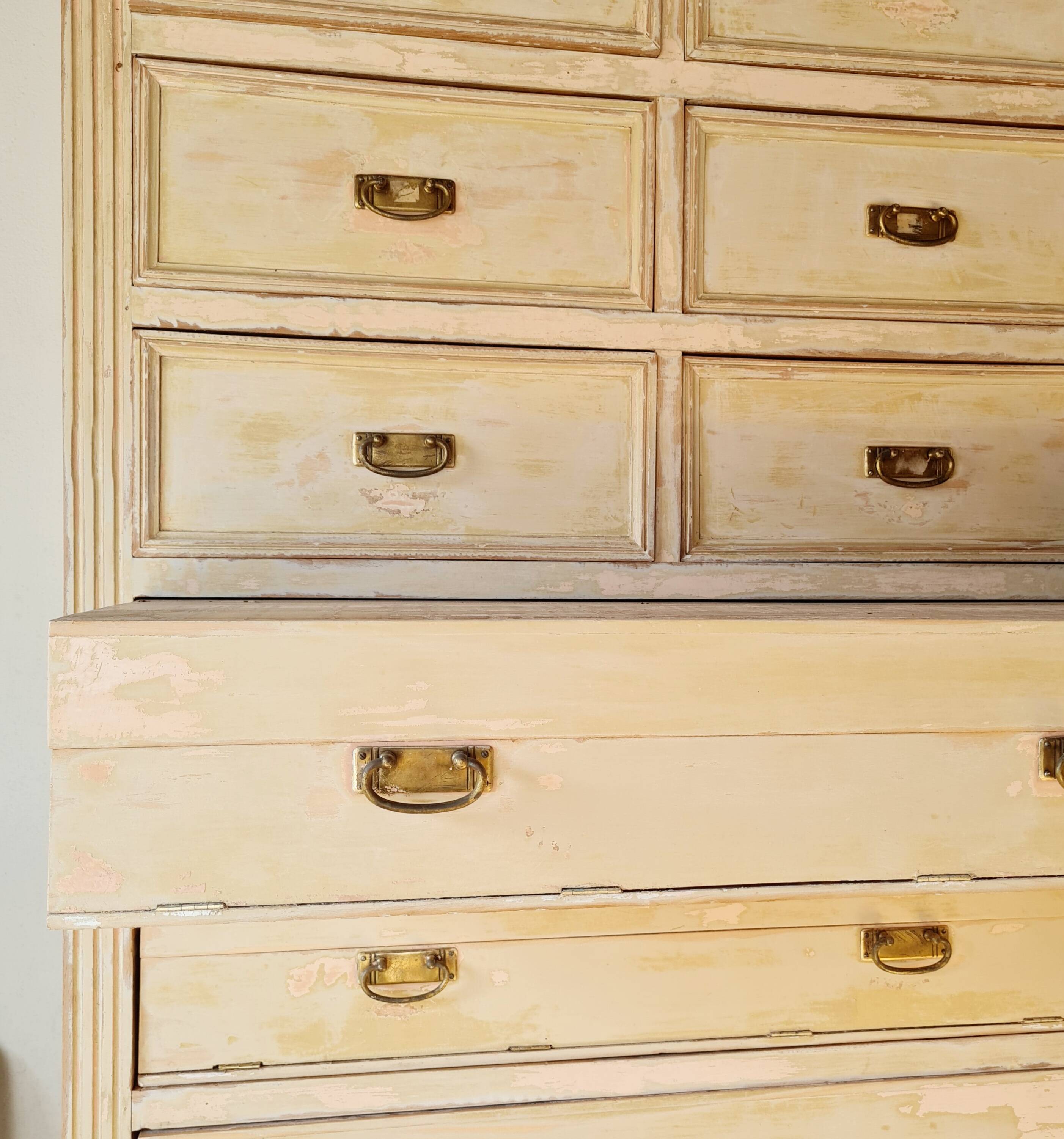 Craft furniture haberdashery - tall patinated chest of drawers - XXL chest of drawers