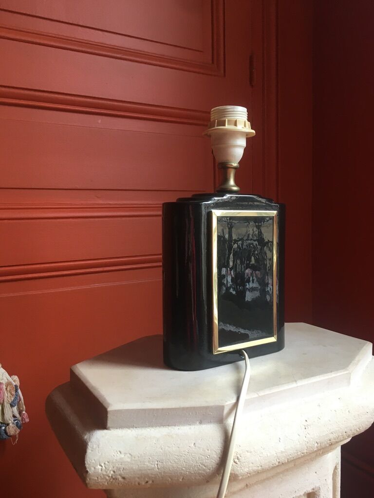 Table lamp in bakelite and gilded brass, 1980s