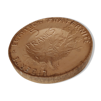 Ceramic underside piece of 5 francs signed O.Chalvet
