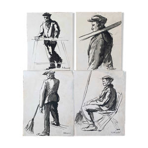 Tableau Lot de 4 encres