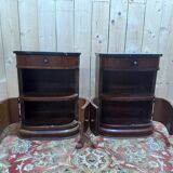 Pair of Art Deco bedside tables with marble.