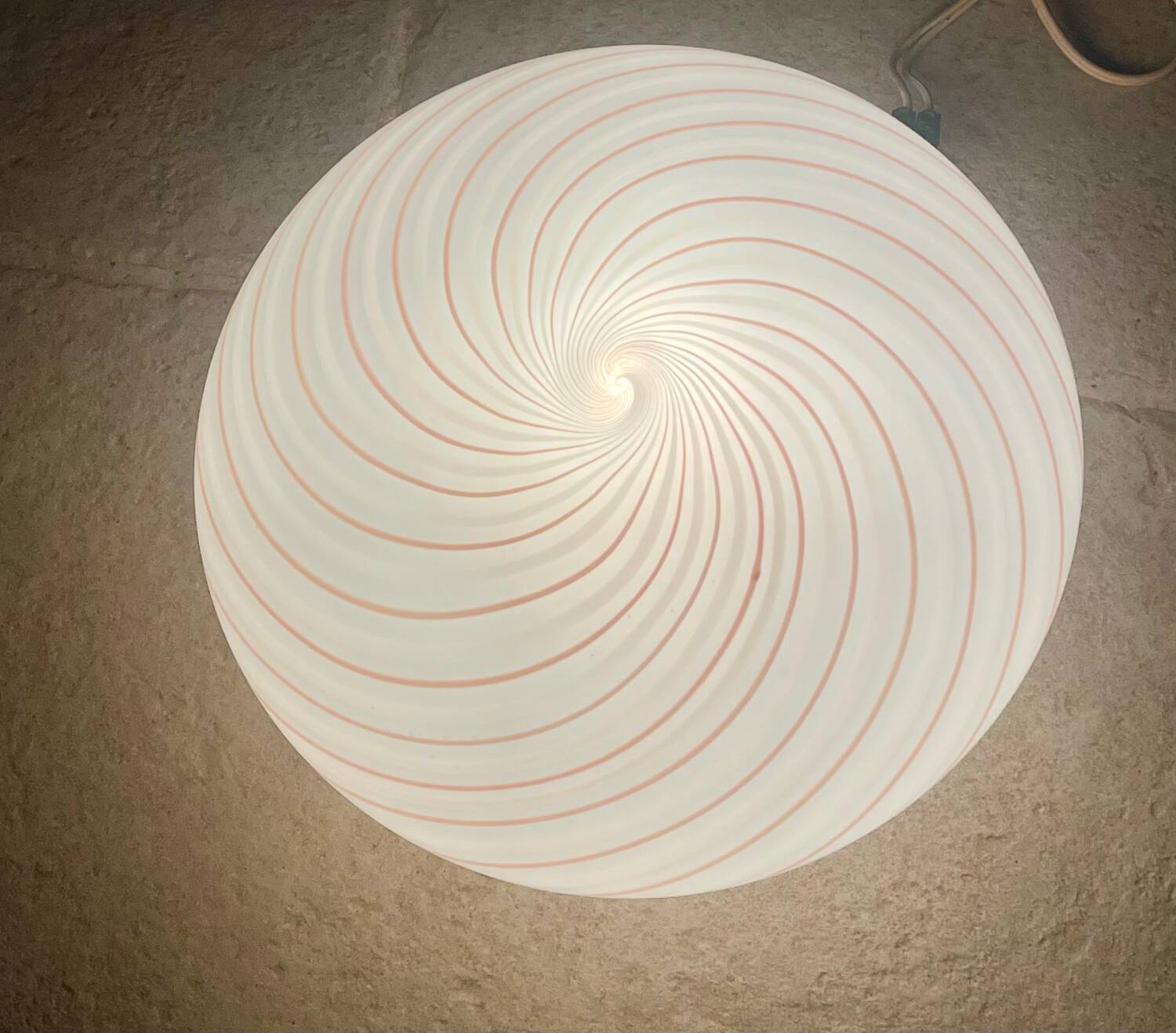 Murano Pink Swirl Glass Ceiling Light by Venini