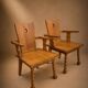 Paire fauteuils brutaliste chêne France Circa 1950