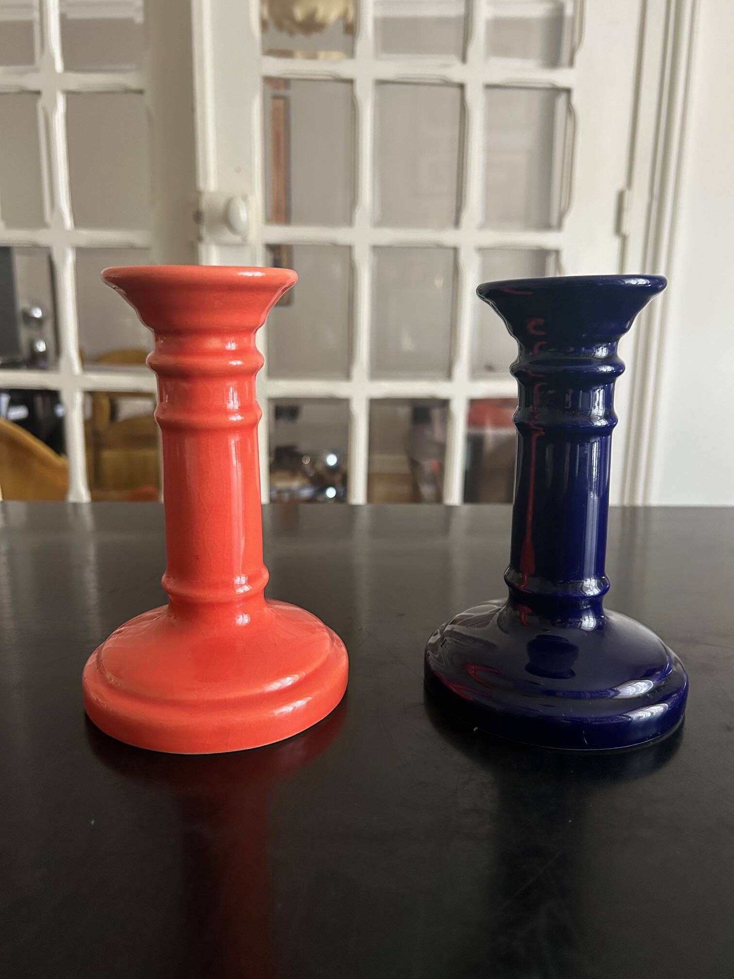 pair of ceramic candlesticks 1980
