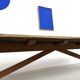 Large refectory table in solid pine and beech, with an X-shaped base.