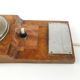 Art Deco wall lamp, nickel-plated brass, walnut wood, Czechoslovakia, 1950s