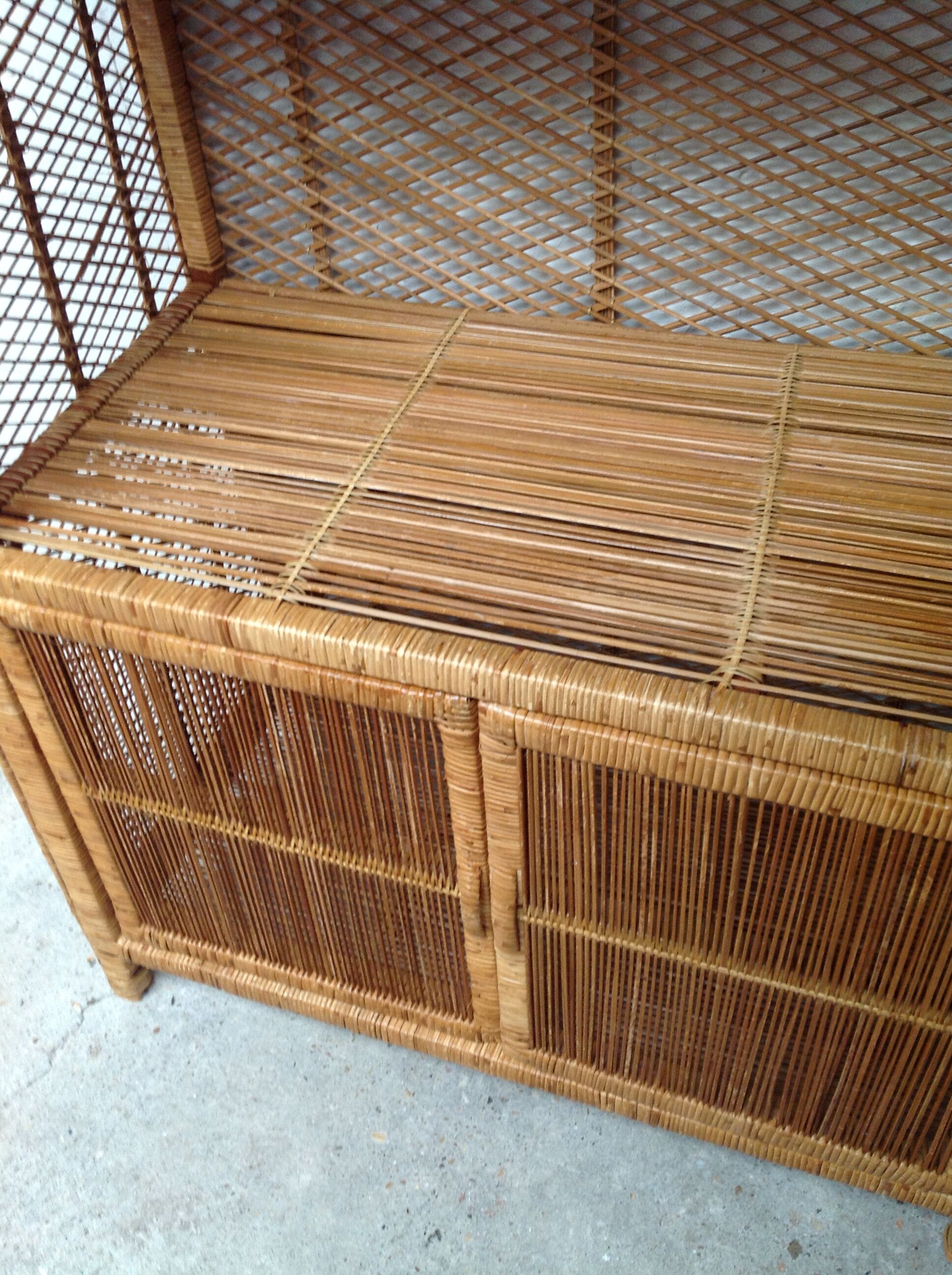 Vintage rattan bookcase