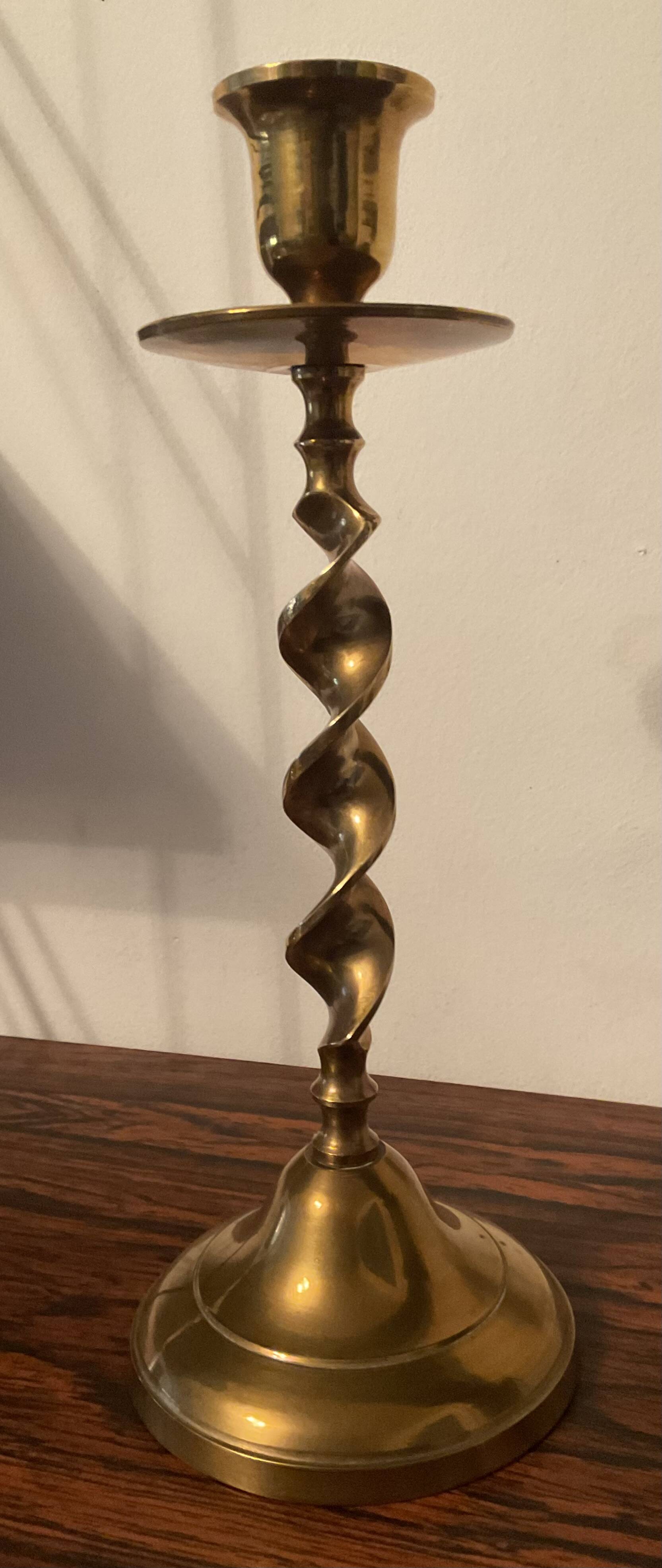 Twisted brass vintage candlestick