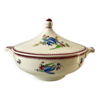 small Villeroy & Boch La Louvière soup tureen, Belgian manufacture in Terre de Fer, early 20th century