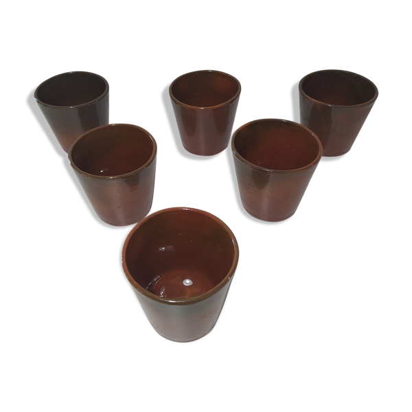 Lot de 6 gobelets verre en grès