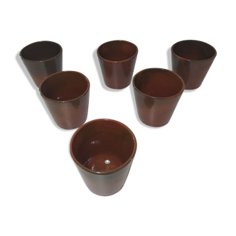 Lot de 6 gobelets verre en grès